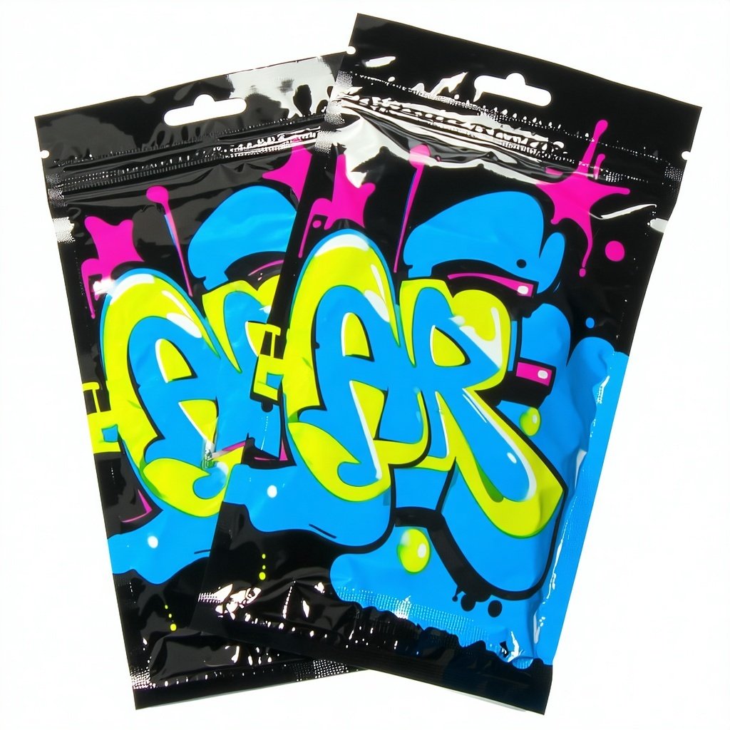 LA grafitti style printed mylar bags