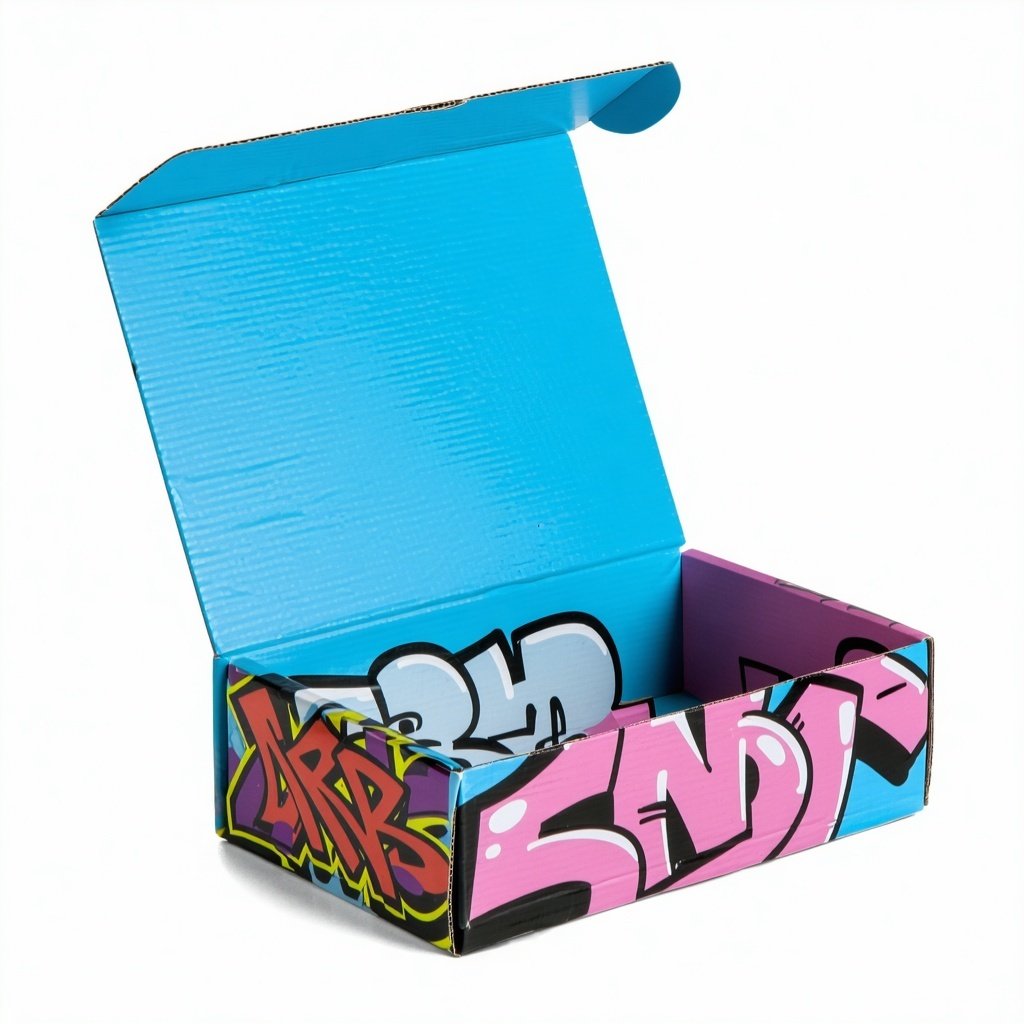 branded grafitti style retail box with lid open-1